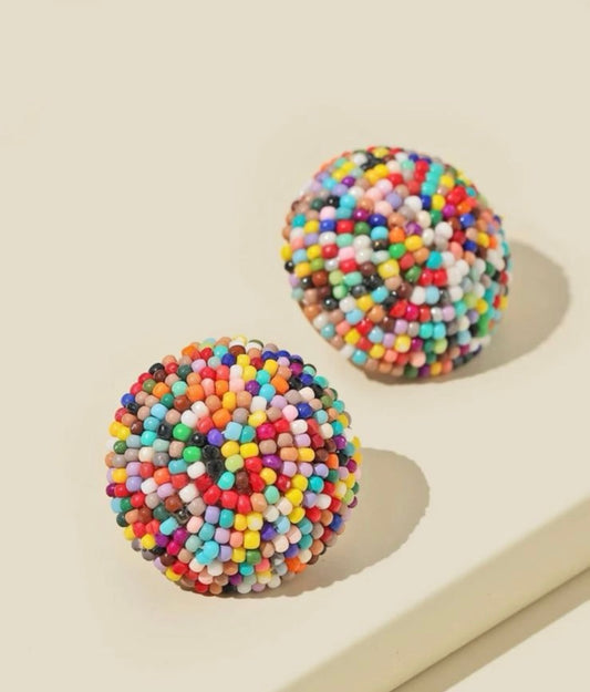 Colourful round beaded earrings