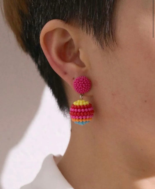 Ball drop beaded earrings
