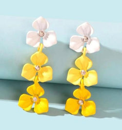 Rhinestone Decor Flower Drop Earrings