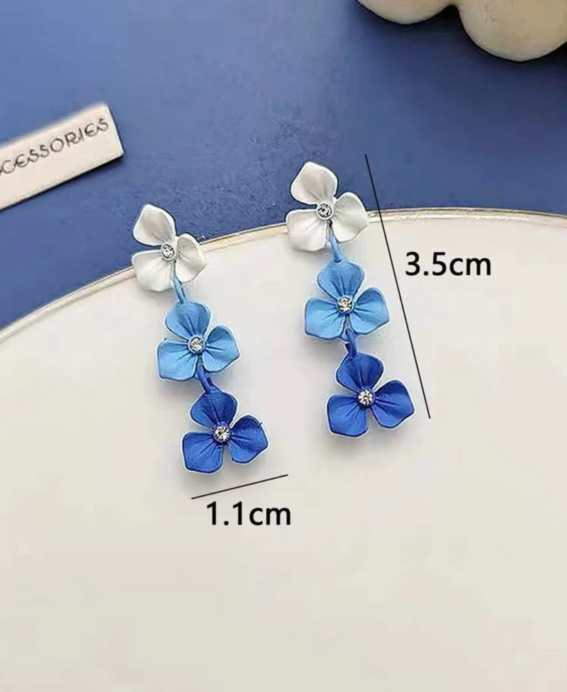 Rhinestone Decor Flower Drop Earrings