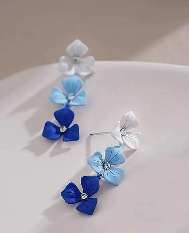 Rhinestone Decor Flower Drop Earrings