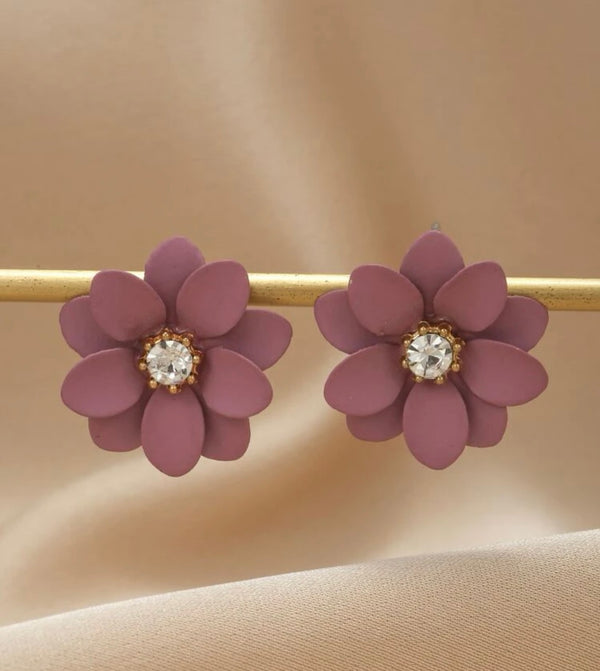 Rhinestone Decor Flower Stud