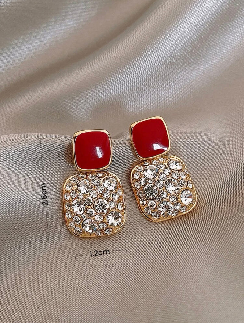 Rhinestone  Decor Drop Earrings