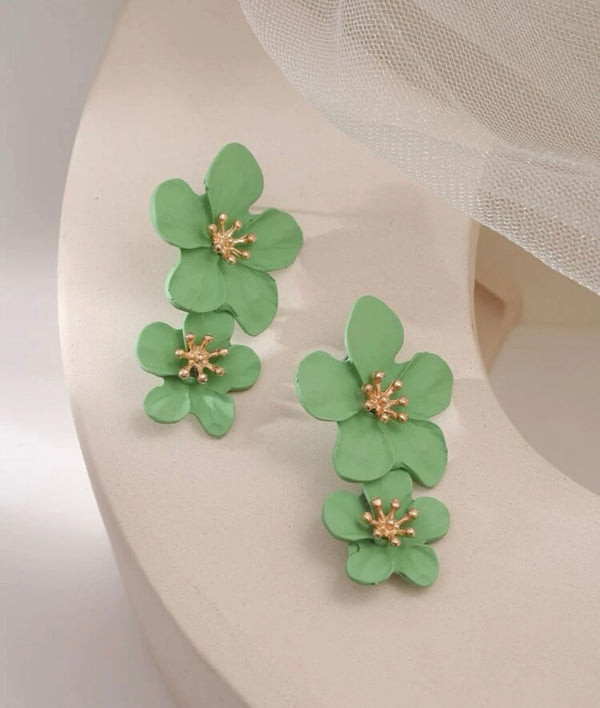 Flower Design Drop Earrings