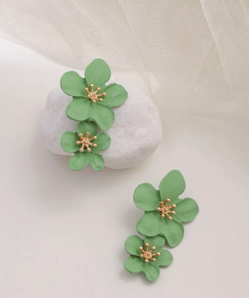 Flower Design Drop Earrings