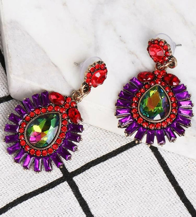 Rhinestone Decor Round Drop Earrings