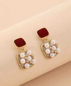 Faux Pearl Decor Drop Earrings