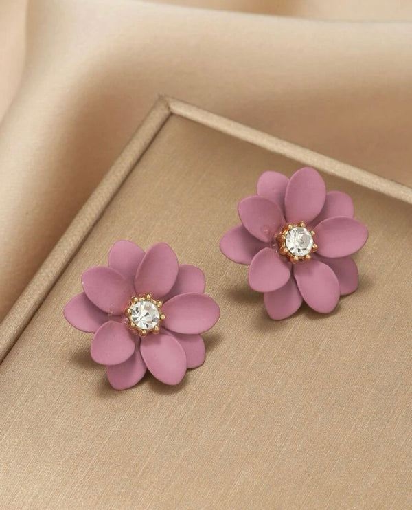 Rhinestone Decor Flower Stud