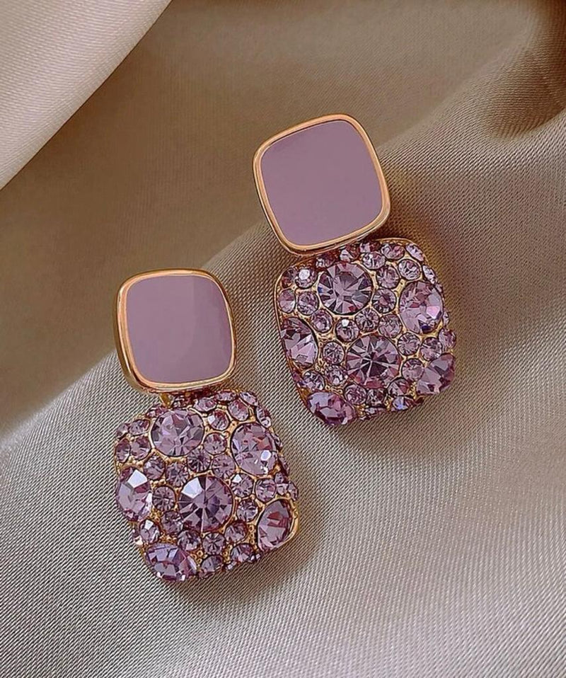 Rhinestone Geo Decor Earrings